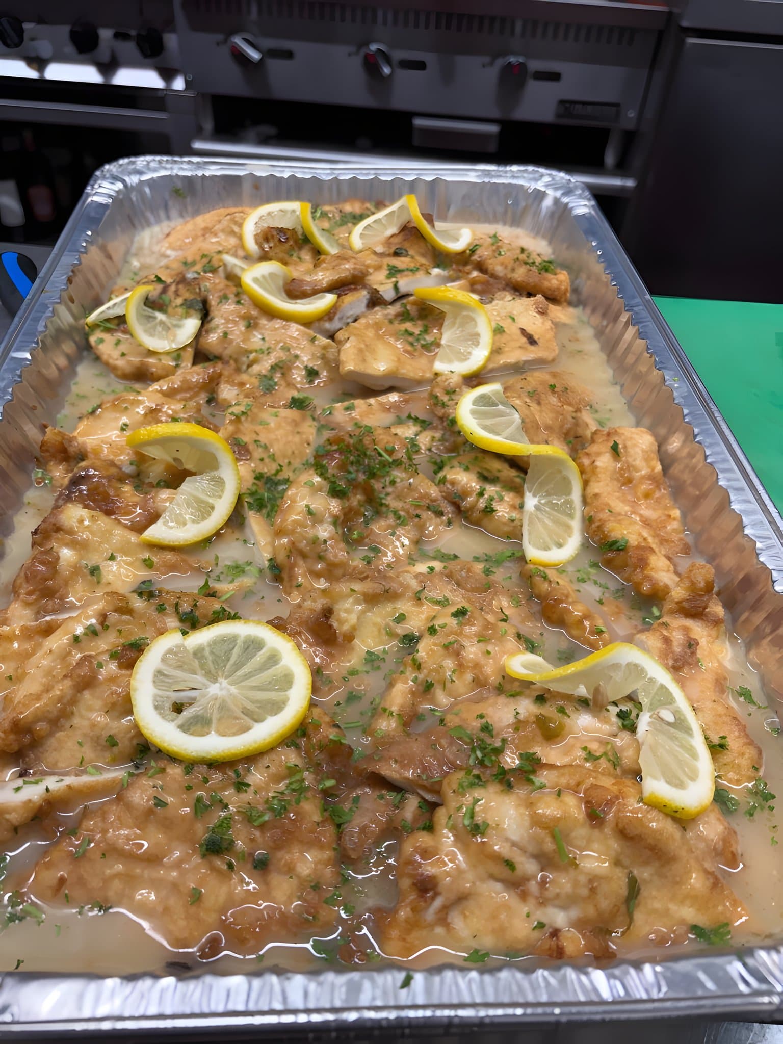 A tray of chicken francese at Canz Long Beach